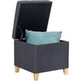 thumbnail image 5 of Homebeez Tufted Grainy Linen Fabric Storage Ottoman Square Cube Foot Rest Stool with Flip Top (Dark Gray), 5 of 16
