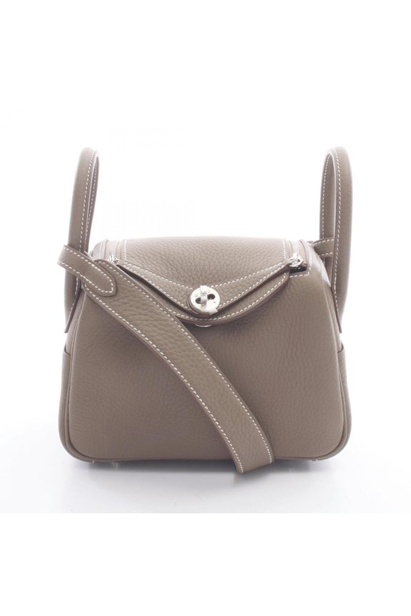 Pre-Owned Hermes Lindy Mini Etoupe Shoulder Bag/Handbag, Leather, Taurillon Clemence, Women's,...