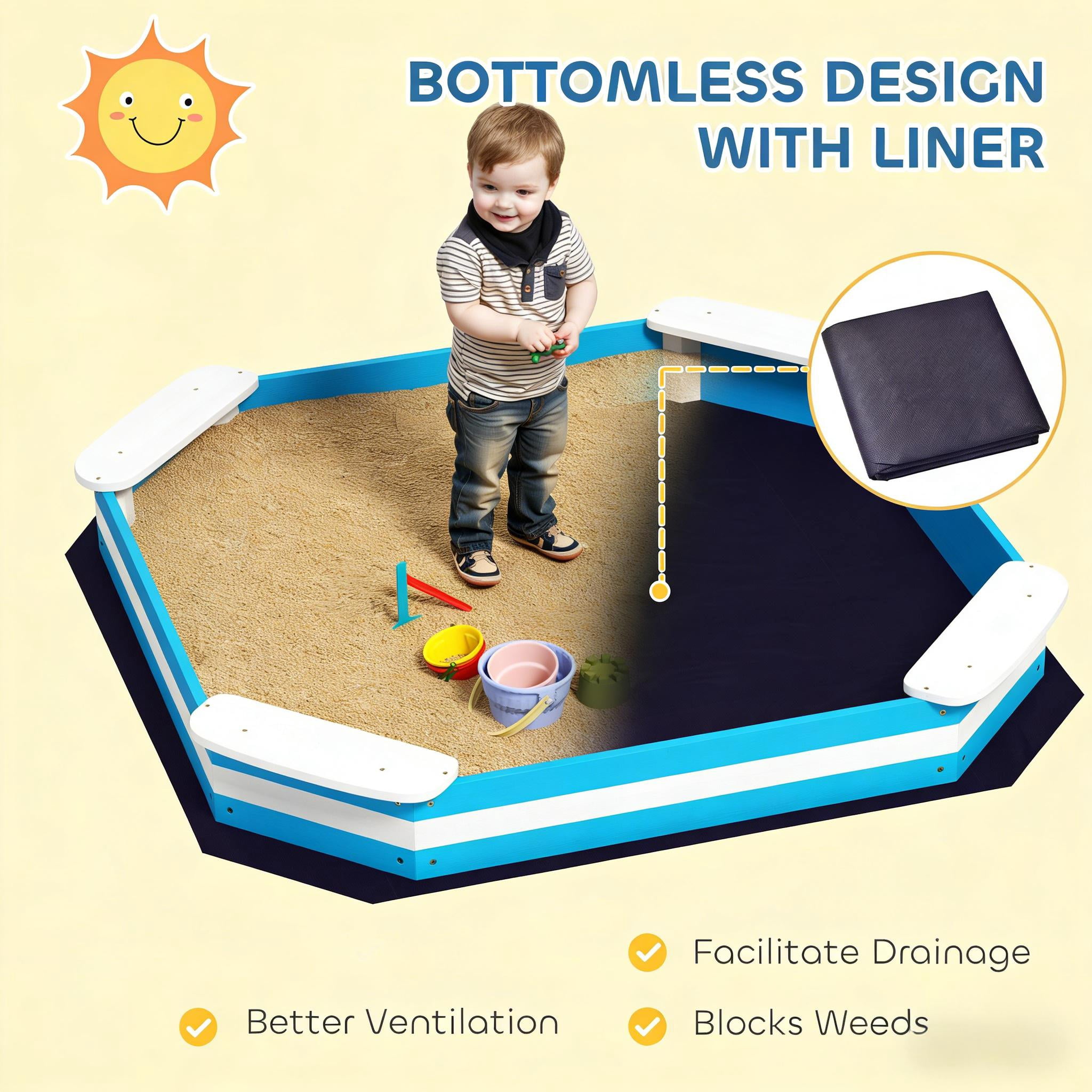 Kids Sandbox with Corner Seats