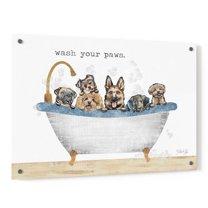 Epic Art 'Wash Your Paws' by Marla Rae, Acrylic Glass Wall Art, 36"x24"