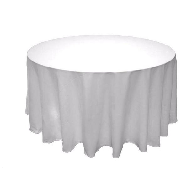 5 Pack 132 Inch Round Polyester, Round White Tablecloths For Wedding