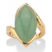 PalmBeach Jewelry Marquise-Cut Genuine Green Jade Cabochon Bypass Ring in 14k Gold-plated Sterling Silver