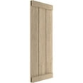 thumbnail image 3 of Ekena Millwork 16 1/2"W x 64"H Rustic Three Board Joined Board-n-Batten Rough Sawn Faux Wood Shutters w/End Batten (Per Pair), Primed Tan, 3 of 10