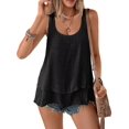 thumbnail image 3 of Women'S Flowy Layered Tank Top Scoop Neck Sleeveless Blouses Shirts Casual Vacation Tops Black S, 3 of 9