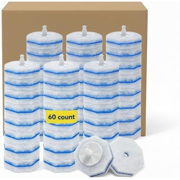 60 Pcs Toilet Bowl Wand Refills for Clorox,4X Cleaning Power Toilet Bowl Cleaner Refill Pads,Disposable Toilet Brush Scrubber Refills for Bathroom Cleaning,No Falling Apart