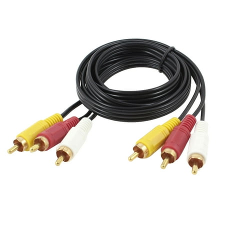 Rca Phono Lead - Black Flexible 3 Phono Plug RCA Male TV DVD VCD Audio Video AV Cable Lead 57