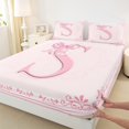 thumbnail image 3 of Castle Fairy Alphabet Bow 4-Piece Full Size Sheets,Dreamy Princess Bed Sheets,Monogrammed Letter Lightweight Sheet Sets,Lightweight Flower Room Decor, 3 of 7