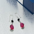 thumbnail image 3 of Gem Stone King 13.22 Ct Pear Shape Red Created Ruby Black Onyx 925 Sterling Silver Earrings, 3 of 3