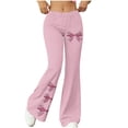 thumbnail image 2 of VBVC Women's Y2K Bow Flare Leg Sweatpants,Ladies High Waisted Trousers,Stretchy Pull-On Pants for Women,Pink,S-2XL, 2 of 8