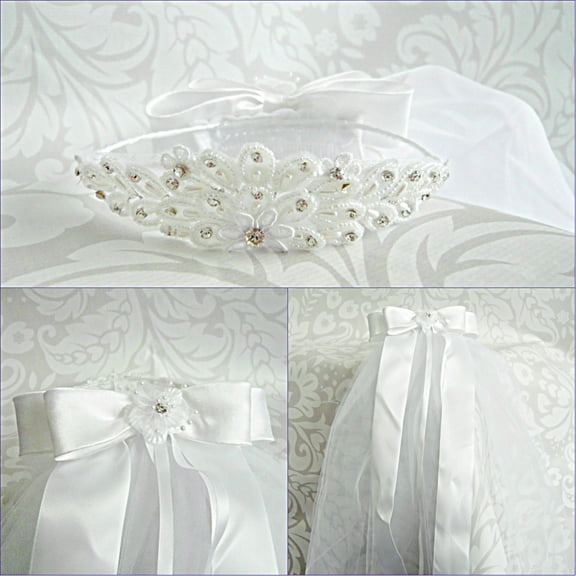 Girls 1st Communion Wedding Bridal White Veil Flower Girl Wreath Headpiece