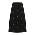 thumbnail image 4 of Fsqjgq Corduroy Skirts for Women Retro Embroidered Floral Skirt Long Drawstring High Waisted A-Line Pleated Skirt with Pockets Black 3XL, 4 of 4