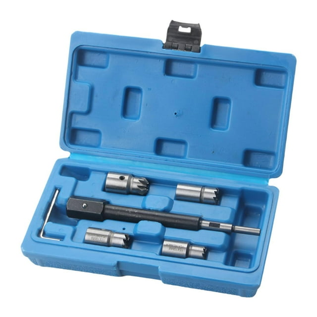 Kit de 6 piezas para limpiar asientos de inyectores diésel, removedor de carbón, accesorios automotrices resistentes con escariador y caja de