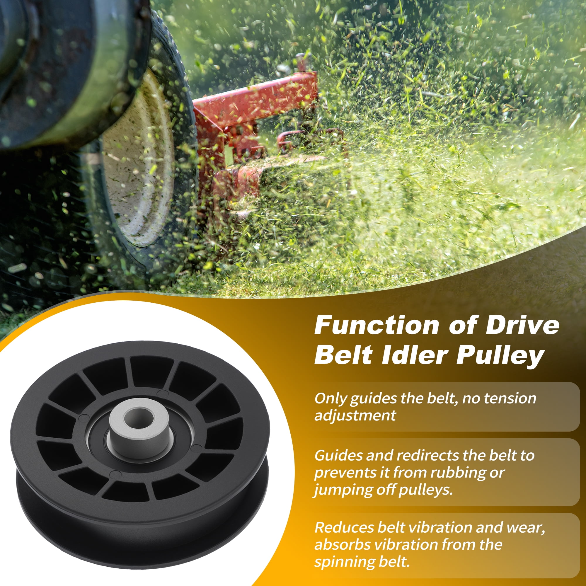 539110311/539110411 Drive Flat Idler Pulley Drive Belt for Husqvarna Z254F Z200 CZ3815 CZ4217 RZ5424 Z5426 Zero-Turn RZ4623 Ride On Lawn Mower for Poulan Pro 460ZX Lawn Tractor