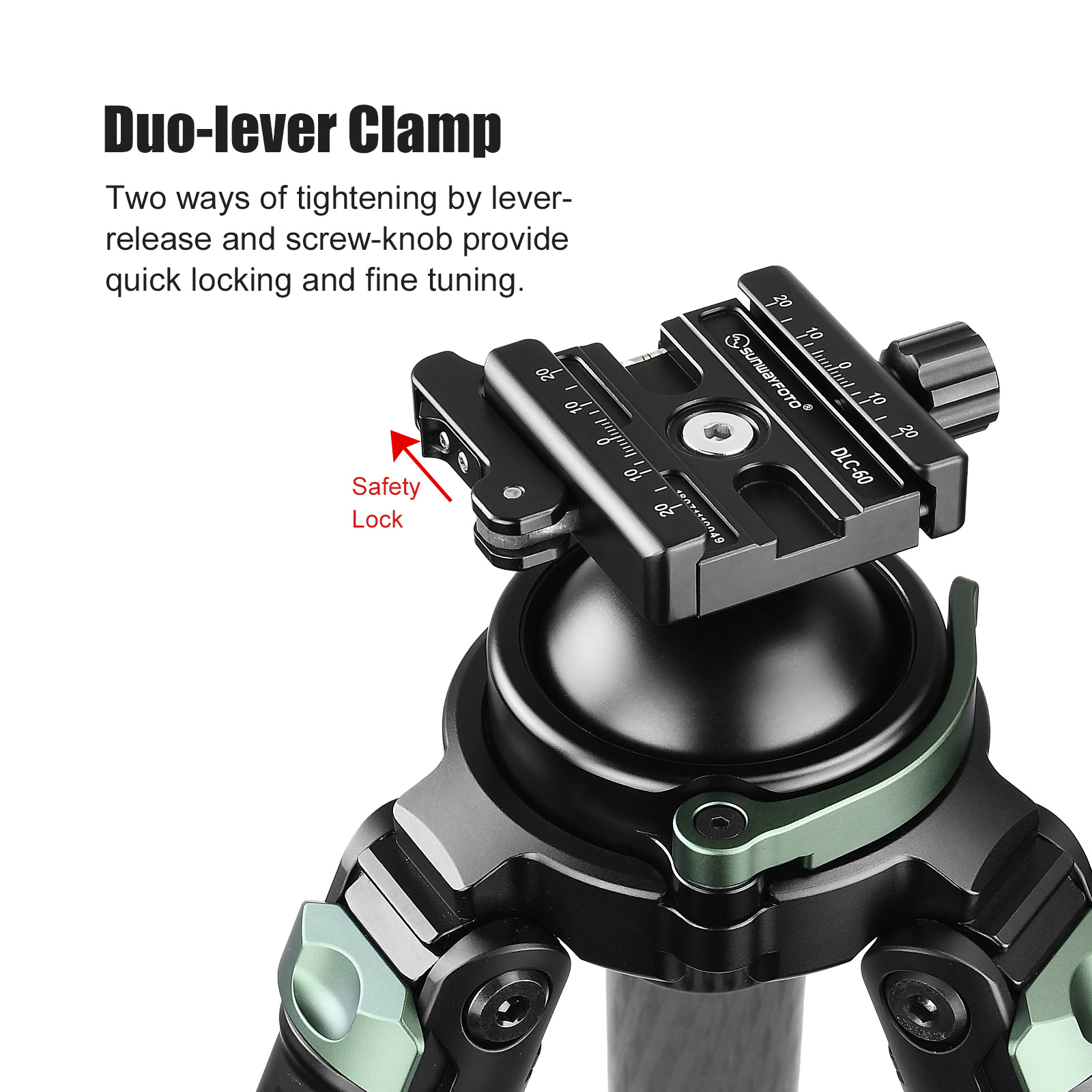 SUNWAYFOTO T3620CSL, 68” Tall Carbon Fiber Tripod with 65mm Hunting Ballhead for Rifle, 36mm Tubes Two Section