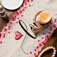 thumbnail image 3 of Valentine's Day Table Runner - 72 Inch Long Pink Gnomes Love Roses Sweet Beige Cotton and Linen Blended Dress Scarves Farmhouse Table Runner for Kitchen Dining, Coffee Table, 13" x 72", 3 of 8