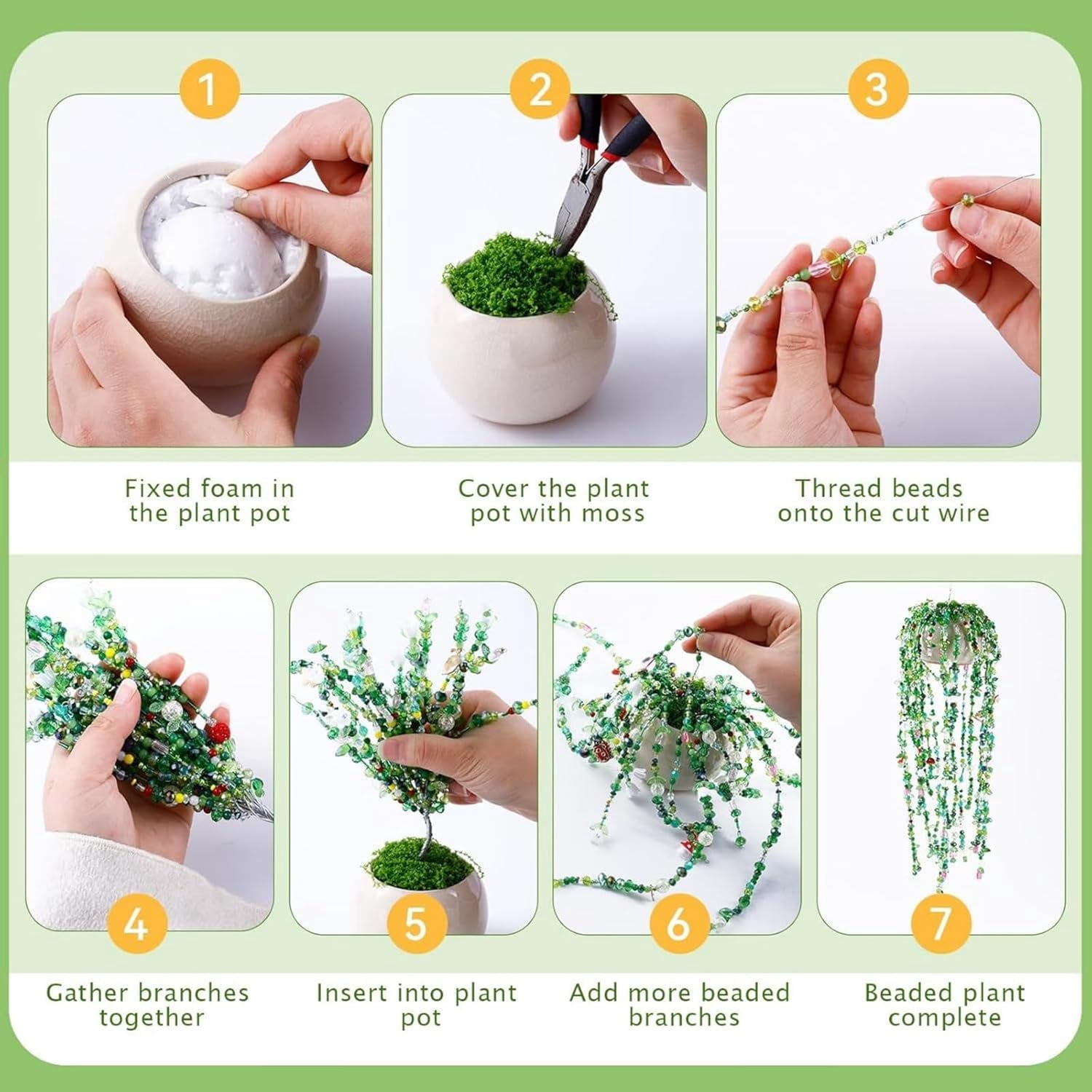 5500 PCS Beaded Plant Kit Resin Beads - Leaf & Flower for DIY Crafts & Jewelry Making, Forever Plant Decor