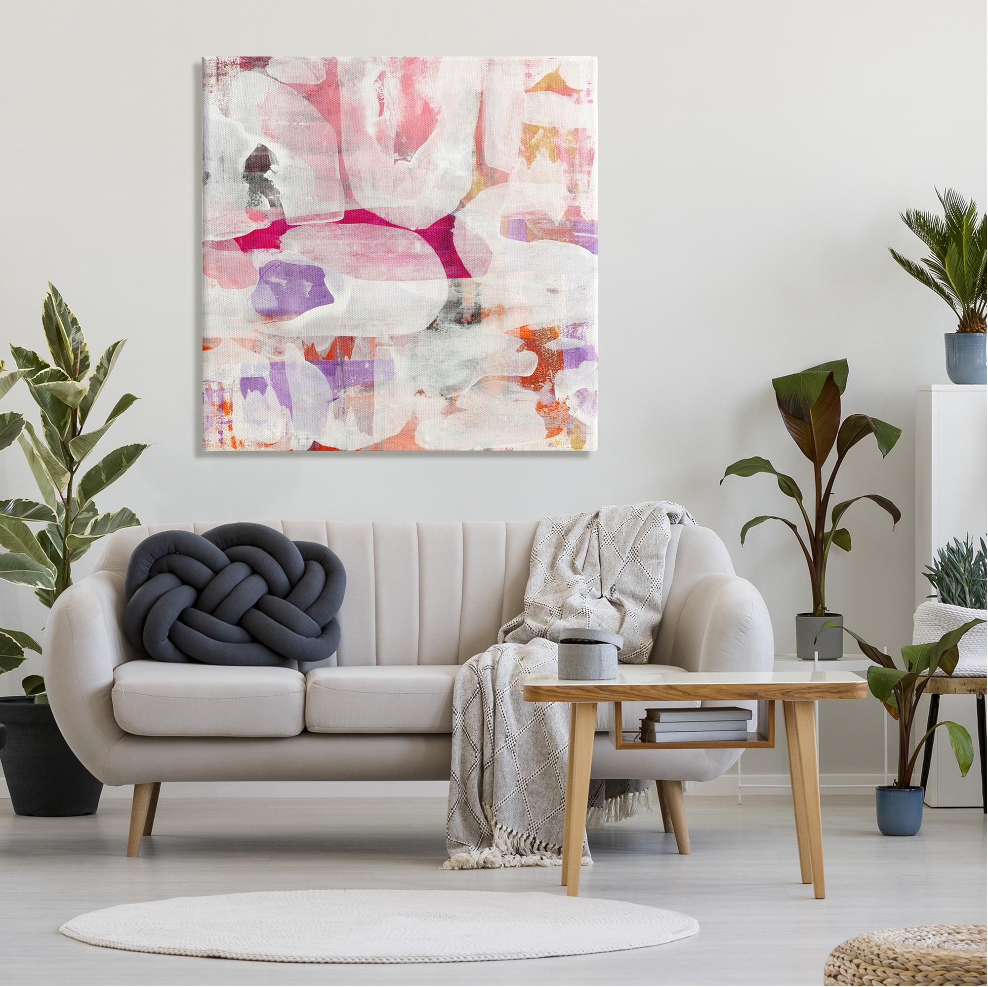 Stupell Industries Contemporary Pink Curved Shapes Abstract Pattern Collage Painting Gallery Wrapped Canvas Print Wall Art, Design by Jeff Iorillo