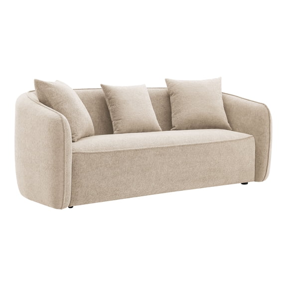 ACME Keith Contemporary Chenille Upholstered Sofa with 3 Pillows in Beige