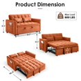 thumbnail image 2 of AISWORD 3 in 1 Convertible Sleeper Sofa Bed for Living Room, 55" Velvet Pull Out Couch, Space-Saving Loveseat with Adjustable Back, Side Pocket and 2 Pillows, Orange, 2 of 6