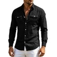 thumbnail image 6 of Vetsdori Mens Pocket T-Shirts Long Sleeve Summer Cotton Button Down Casual Trendy Outdoor Collar Tops for Men Linen, 6 of 8