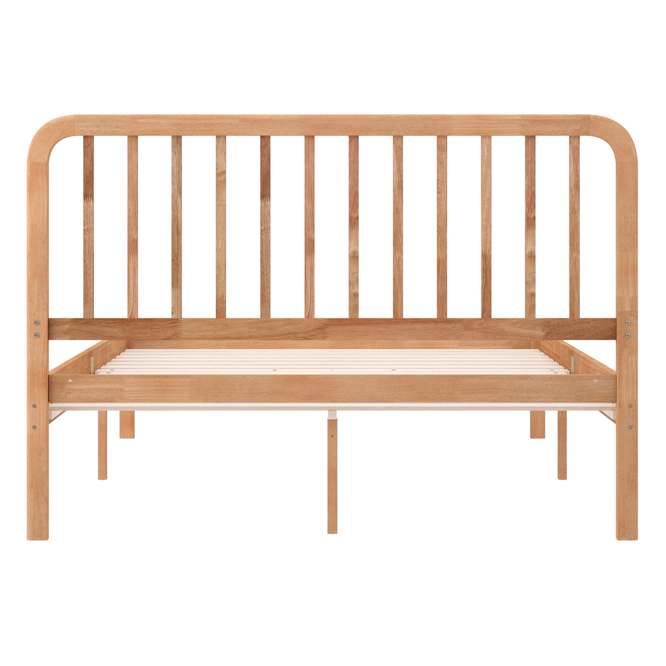 Buzz & Bloom Kids Full-Size Platform Bed with Rectangular Wood Slat Headboard, Natural