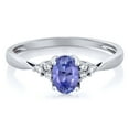 thumbnail image 3 of Gem Stone King 14K White Gold Blue Tanzanite and Diamond Women's Ring (0.51 Cttw, Gemstone Birthstone, Available in Size 5, 6, 7, 8, 9), 3 of 5