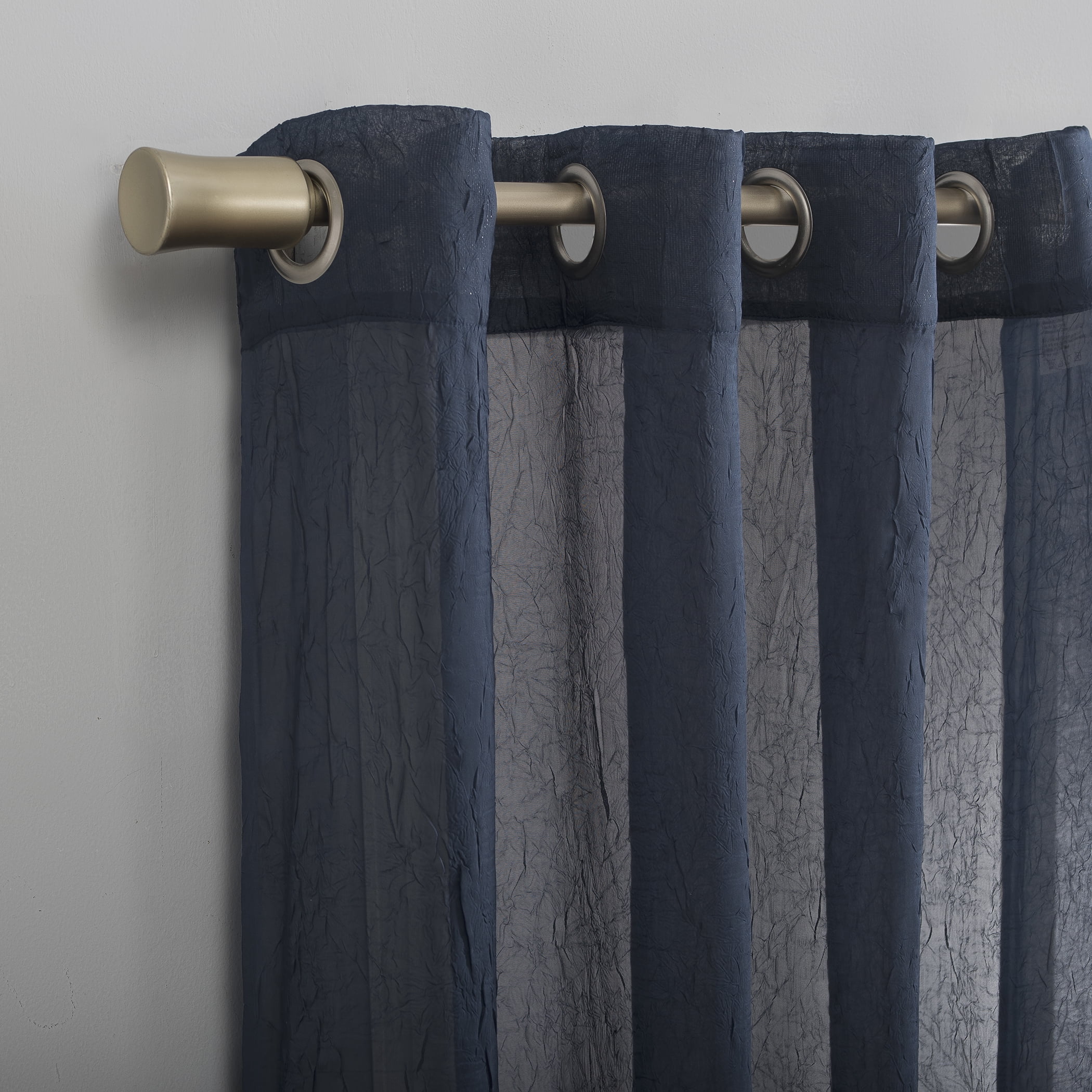 No. 918 Erica Crushed Voile Sheer Grommet Curtain Panel, 51"x63", Navy