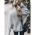thumbnail image 6 of Women'S Oversized Sweaters Batwing Sleeve Mock Neck Jumper Tops Chunky Knit Pullover Sweater Gray S, 6 of 8