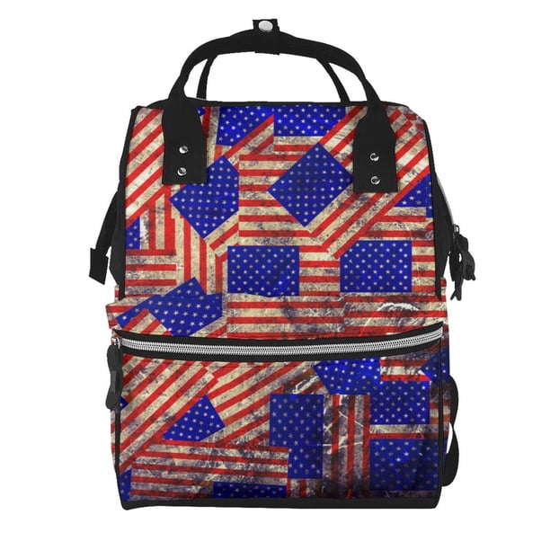 Easygdp Vintage USA Flag para Bolsa de Bebé de Gran Capacidad con Múltiples Bolsillos, Bolsa de Pañales para Padres, Bolsa de Viaje Organizada y Elegante