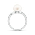 thumbnail image 2 of Angara Solitaire Freshwater Cultured Pearl Bypass Ring with Diamonds in 14K White Gold for Women | June Birthstone Jewelry for Her, 2 of 8