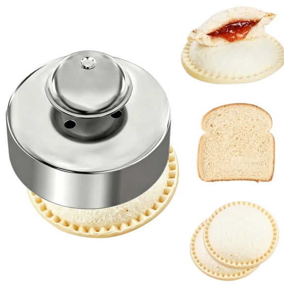 Siloon Food-Grade 304 Stainless Steel Sandwich Sealer and Cutter, Sandwich Maker or PBJ Cutter