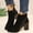 Black, variant on Women's High Heel Ankle Boots Pointed Toe Side Zipper Booties Solid Color Patchwork Fashion Dress Boots Brown 9.5(44)