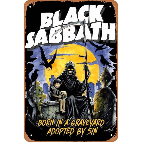 Black Sabbath Poster Retro Tin Sign Metal Signs Vintage Wall Plaque Decor 8x12 inch