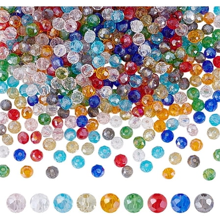 540Pcs 9 Colors Round Faceted Glass Beads Bulk 4mm Colorful Spacer Beads Small Transparent Craft Loose Bead for DIY Bracelets Earring Jewelry MakingHole:0.9mm