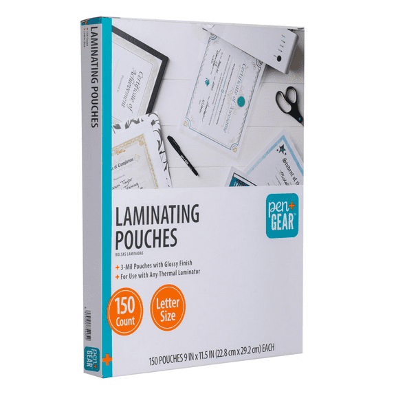 Pen+Gear Laminating Pouches, 9" x 11.5", Letter Size Sheets, 3 Mil, 150 Count