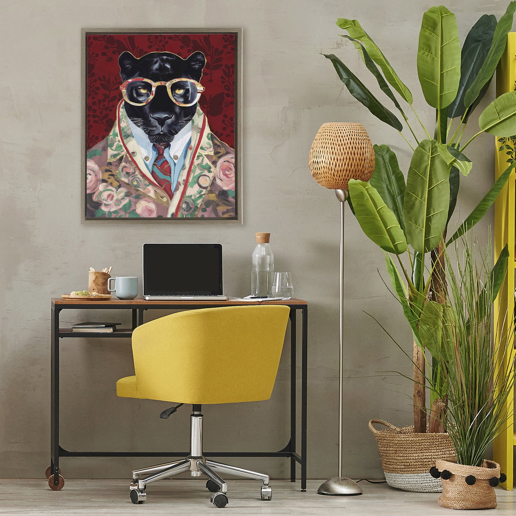 Stupell Industries Fashionable Scarlet Panther Brown Framed Floater Canvas Wall Art, design by Svetlana Aleynikova