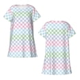thumbnail image 5 of Salouo Colorful Checkerboard Print Short Sleeve Sleepshirt for Womens Comfy Nightgown Scoopneck Cute Nightdress Ruffle -Small, 5 of 7