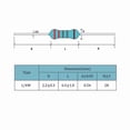 thumbnail image 2 of 100pcs Resistor 1/4W(0.25Watt) ±1% Tolerance Metal Film Fixed Resistor,Multiple Values Of Resistance Optional-12R- 1/4W, 2 of 9