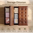 thumbnail image 3 of LAZZO Storage Ottoman, 35.5" Lift Top Tufted Leather Foot Stool with Hidden Storage for Living Room, Brown, 3 of 8
