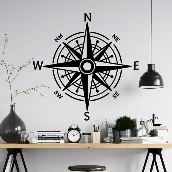 Compass wall decal living room decor nautical decal Vinyl Wall sticker 30x30cm