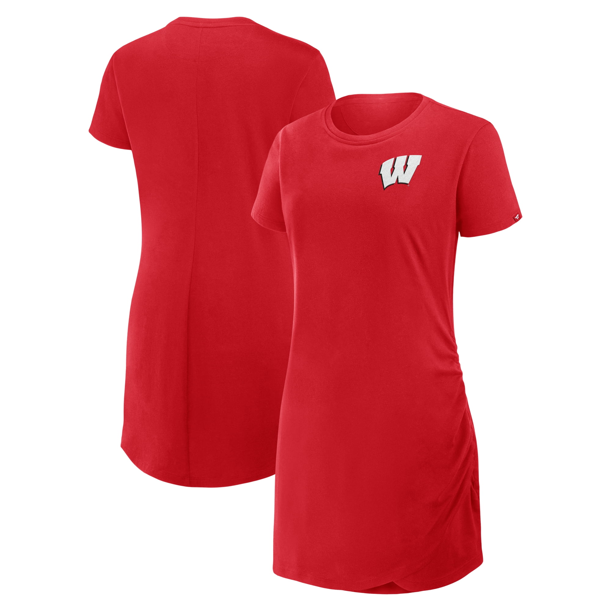Women's Fanatics Red Wisconsin Badgers Ruched Drape T-Shirt Dress