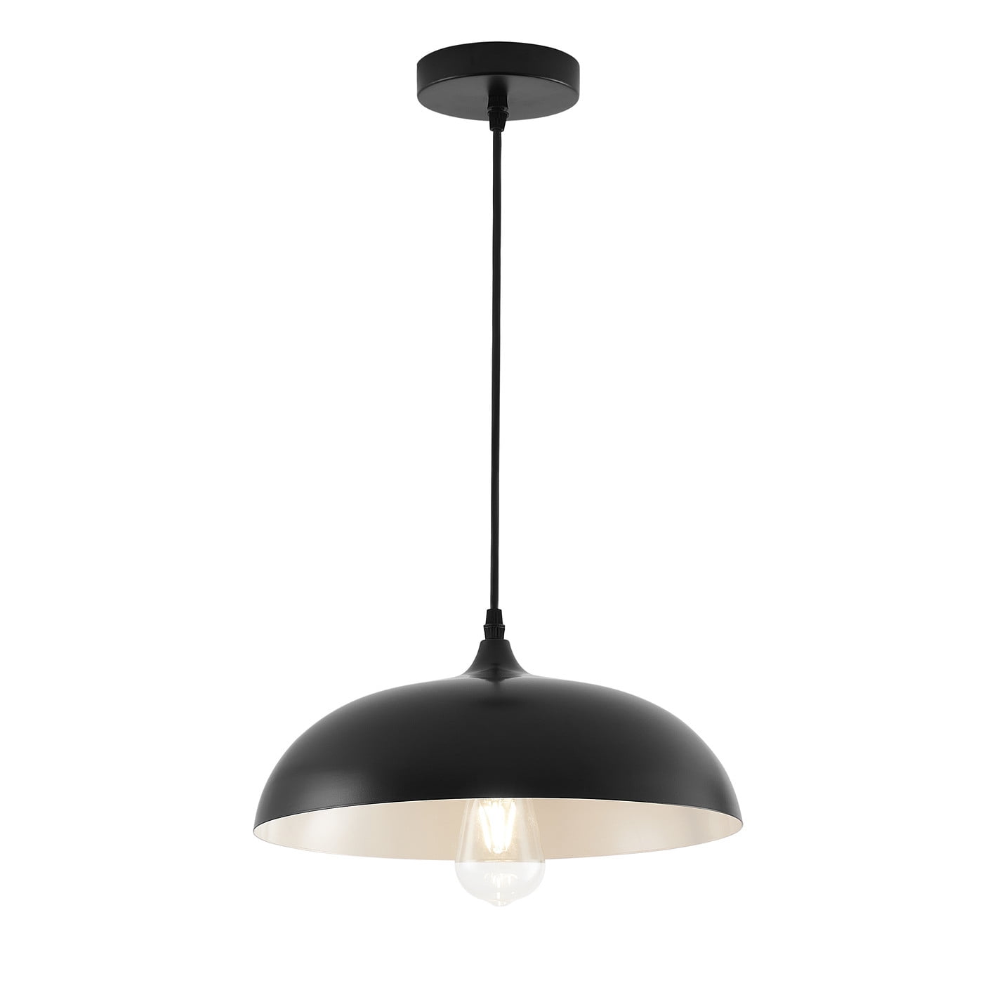 Aiwen Industrial Pendant Light Matte Black Dome Light Fixture Kitchen Island Hanging Lamp Metal Chandelier