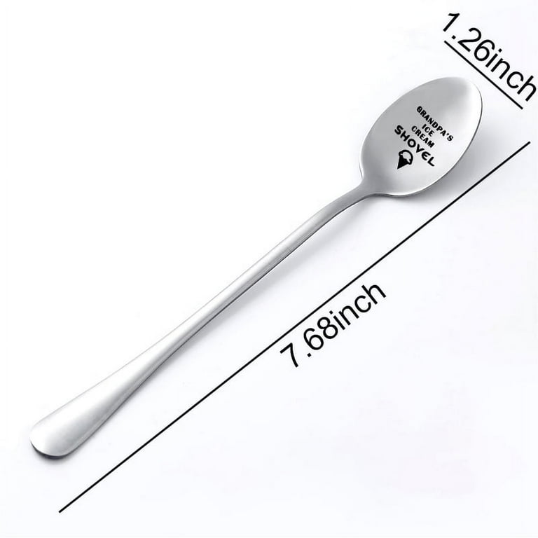 Best Grandpa Gift Ice Cream Spoon - Engraved Stainless Steel Spoon From Grandkids, Christmas/Birthday Present