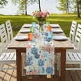 thumbnail image 4 of Table Runners 90 Inches Long Dress Scarves, Blue Coastal Farmhouse Coffee/Dining/Kitchen Table Runner for Living Room, Summer Beach Coral Shell Starfish Seahorse 13x90 Inch, 4 of 9