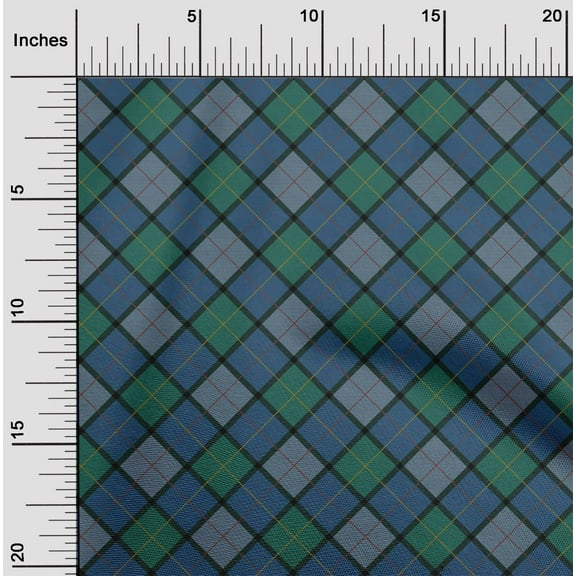 oneOone Organic Cotton Voile Fabric Tartan Check Print Fabric By The Yard 42 Inch Wide
