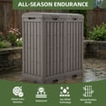 thumbnail image 4 of Uforic 76 Gallon Dual-Compartment Outdoor Trash Can, Resin Garbage Bin with Lid, Sorting Labels, Ash Holder & Fixing Stakes, Weather Resistant for Patio Garden Yard, Light Brown, 4 of 9