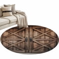 thumbnail image 2 of Retro Brown Door Round Area Rug 3 FT, Small Kitchen Bathroom Mats, Country Vintage Wooden Door Washable Indoor Outdoor Throw Runner Carpet Non-Shedding Doormat for Table Shower Sofa Entryway, 2 of 8