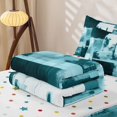 thumbnail image 6 of Homewish Teal Watercolor Gradient Zipper Queen Comforter Set with Fitted Sheet and 2 Pillowcases,Retro Geometric Art Zipper Bedding Set,Polkadot Reversible,4pcs, 6 of 8