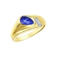 thumbnail image 3 of RYLOS Men's Rings 14K Yellow Gold Ring - Timeless Pear Shape Cabochone Gemstone & Diamonds - Tear Drop Blue Star Sapphire Rings For Men Size 8, 3 of 6