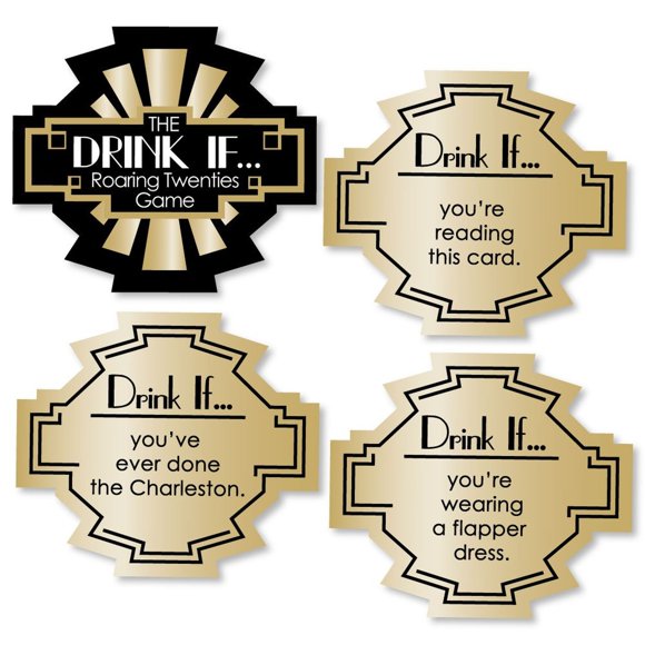 Roaring 20's Jazz Party Drink If Game - 24 Count of Fun Challenges and Nostalgic Revelry for Your Art Deco Themed Gatherings and Celebrations